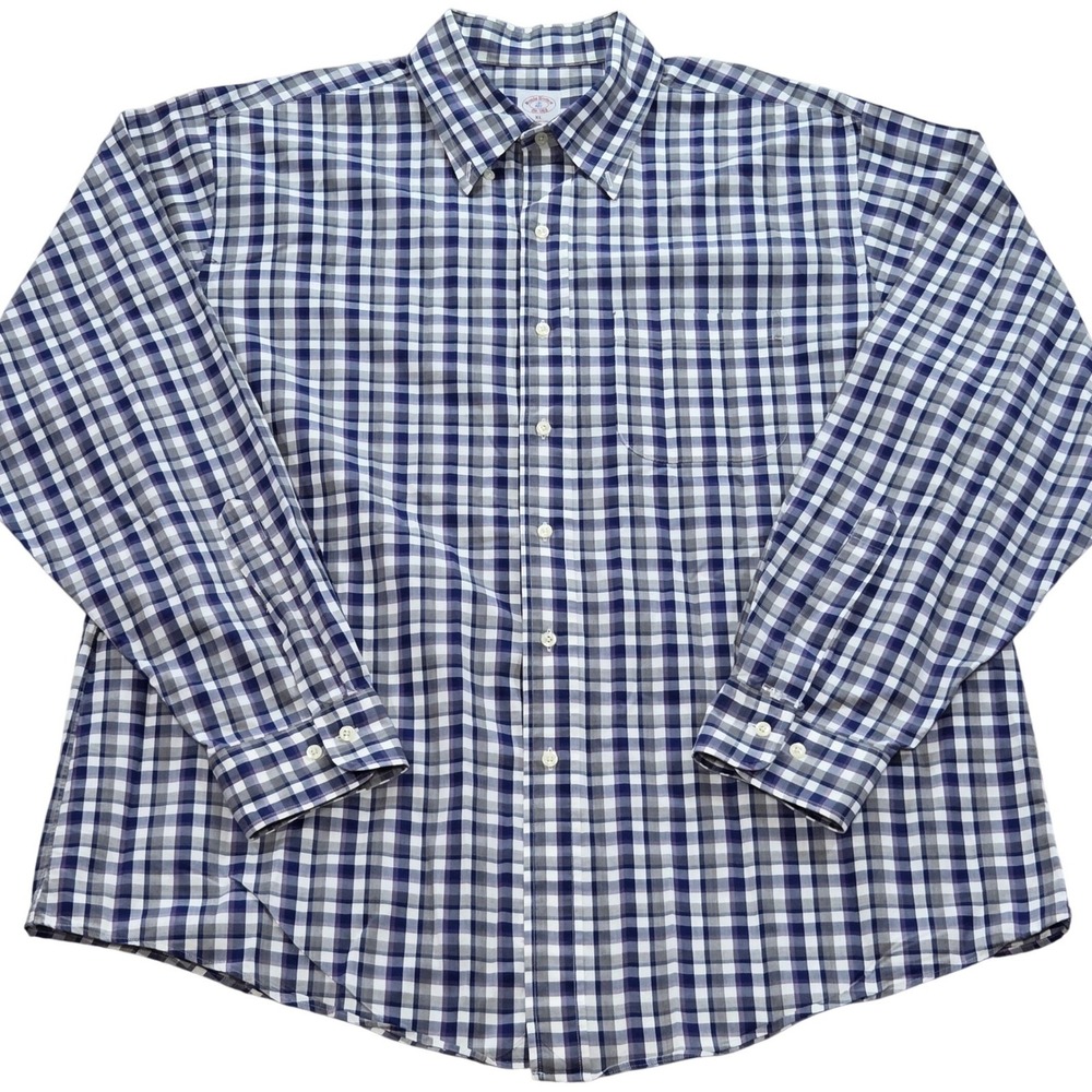 Brooks Brothers XL Mens Long‎ Sleeve Button Down Plaid Checkered Shirt